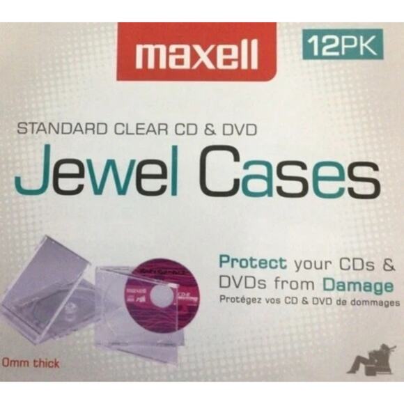 Maxell 190069D CD-360 Replacement CD/DVD Jewel Boxes Plastic 12 Pack (Clear) - Picture 1 of 1